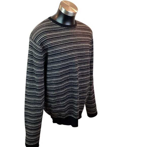 Polo Golf Ralph Lauren Mens Black & White Merino Wool Sweater L Striped Pattern - Picture 4 of 9